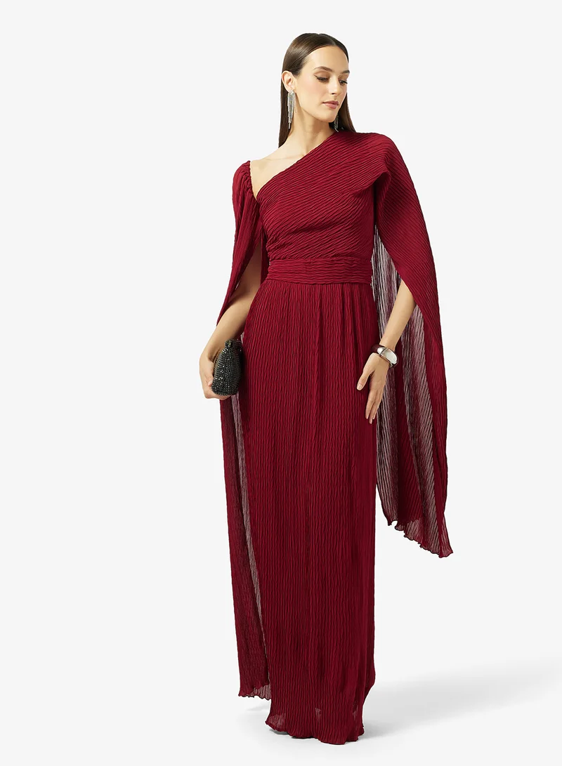 Namshi x  Draped Evening Dress With Exaggerated Sleeve for Women | Best Price UAE